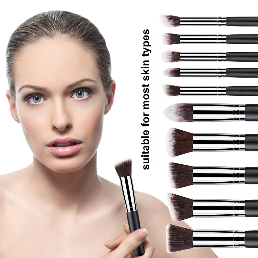 

10PCS Makeup Brushes Set for Foundation Blending Cream Powder Eyeshadow Blush Cosmetics Concealer Brushes with Dense Bristles