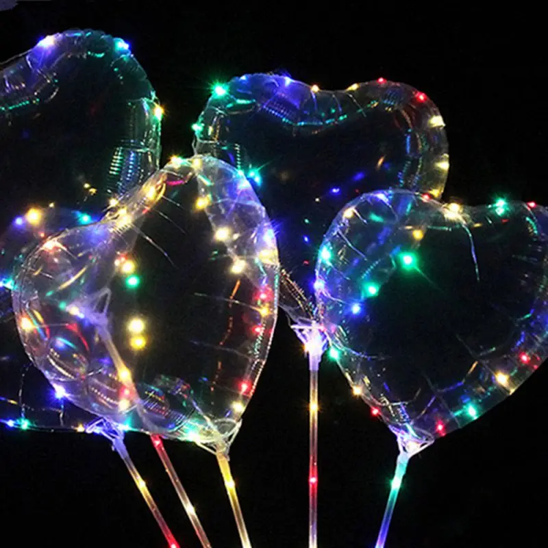 

Luminous Wave Helium Ball LED Round Bubble Balloon 18inch LED Light Balloon Rod Support Light Wedding Party Christmas Decoration