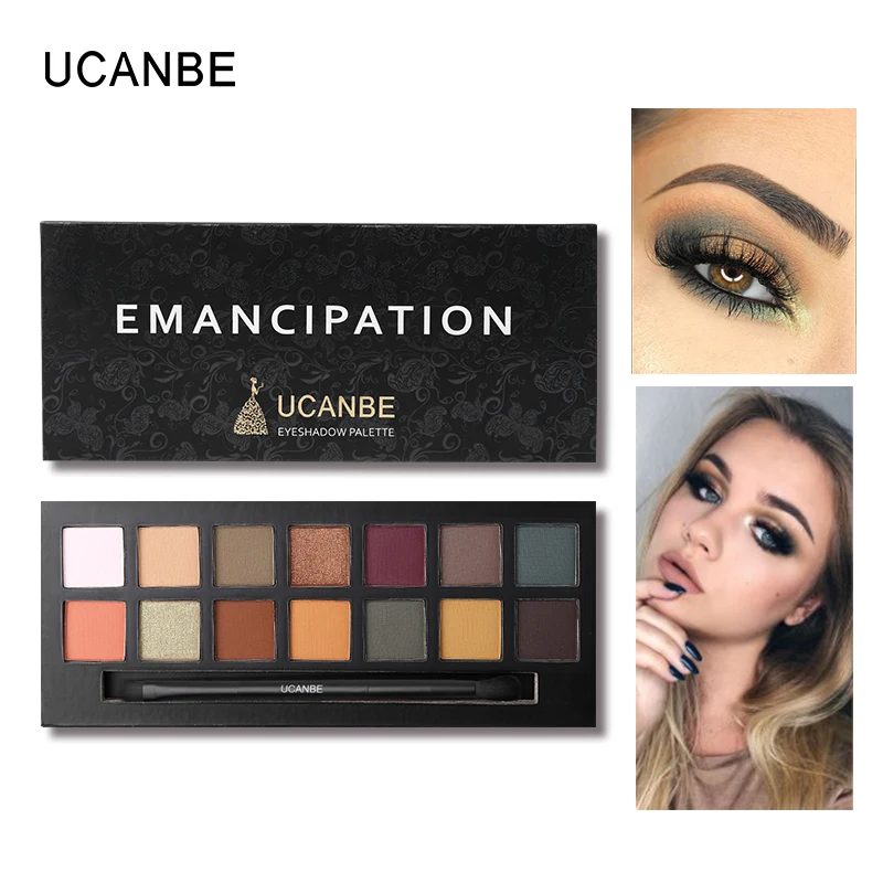 UCANBE 14 Color Matte & Matallic Eyeshadow Palette Glitter Eye Shadow Nude Mineral Light Shades Smoky Makeup Set Beauty Cosmetic