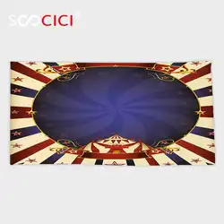 Индивидуальный из микрофибры ультра мягкое банное/ручное полотенце, винтажная цирковая тематика Ретро карнавал палатка лента фигурки