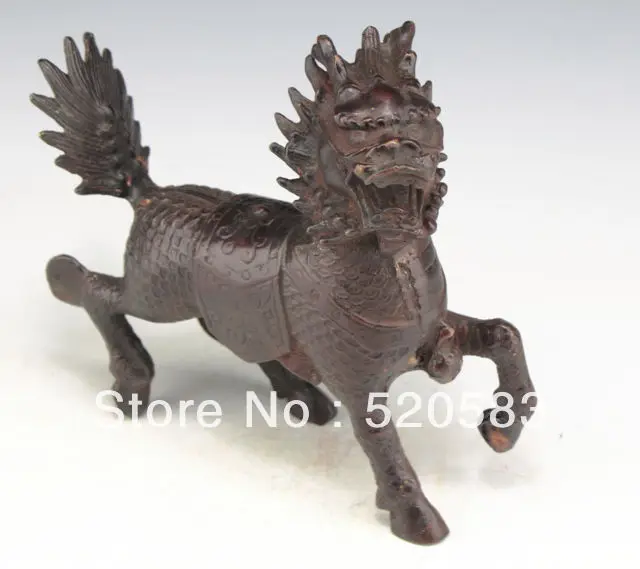 

EARLY AMAZING DECORATED OLD HANDWORK BRONZE CARVING KIRIN BIG WONDERFUL STATUE