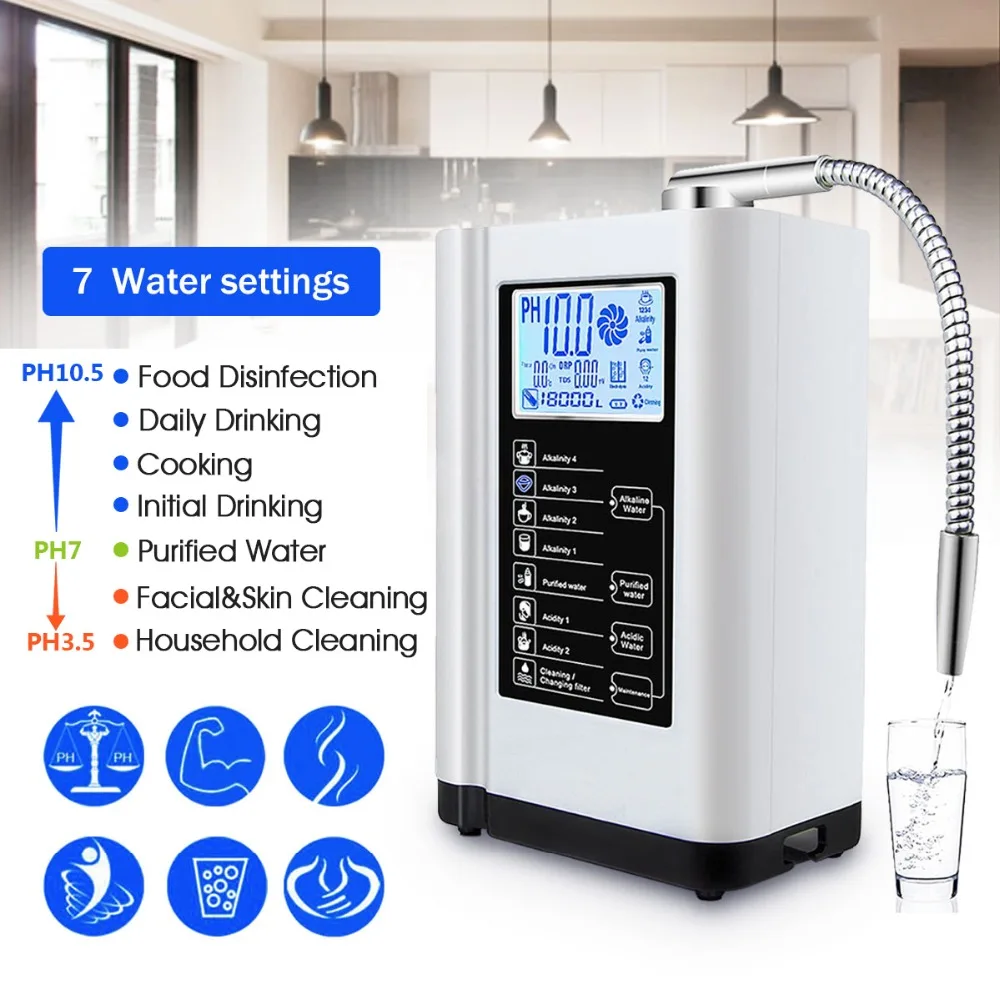 

Augienb 6000ml Water Ionizer Purifier Filter LCD Touch Control Alkaline Acid Machine PH 3.5-10.5 Filter Water Purification
