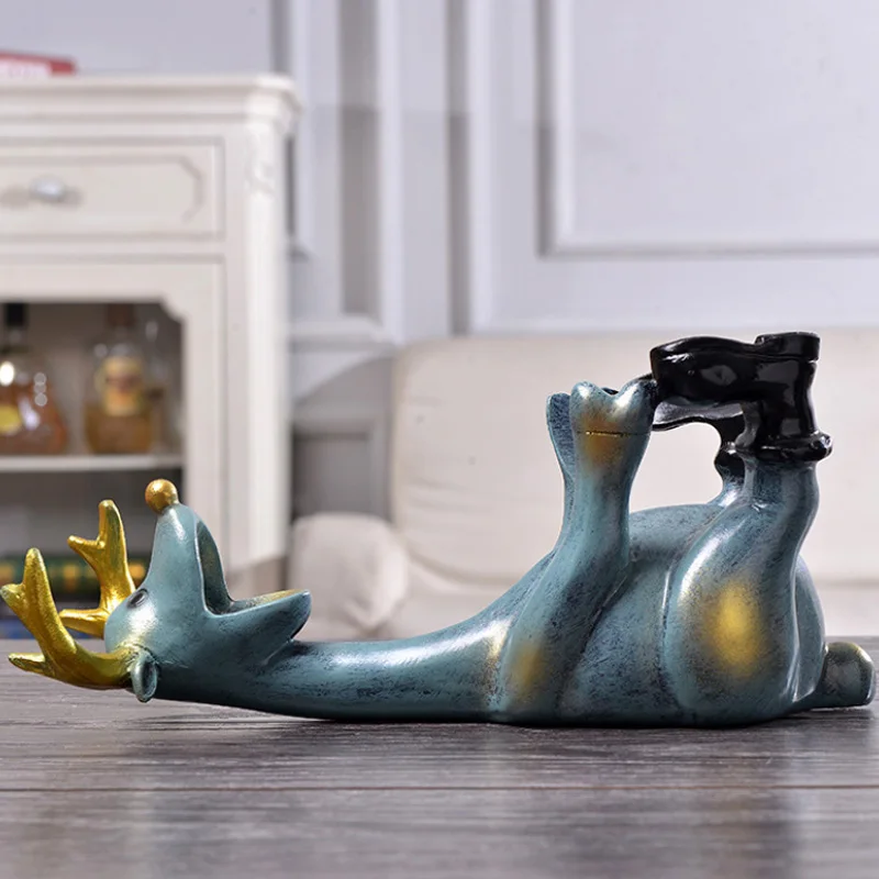  Deer Wine Rack Resin Ornament Crafts Home Decoration Christmas Birthday Figurines Gift Bedroom Livi - 32982536646