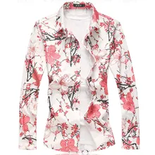 Разноцветная повседневная мужская рубашка, осенняя мужская одежда с длинным рукавом, мужская рубашка размера плюс, модные рубашки с цветочным принтом 7XL 6XL 5XL-M