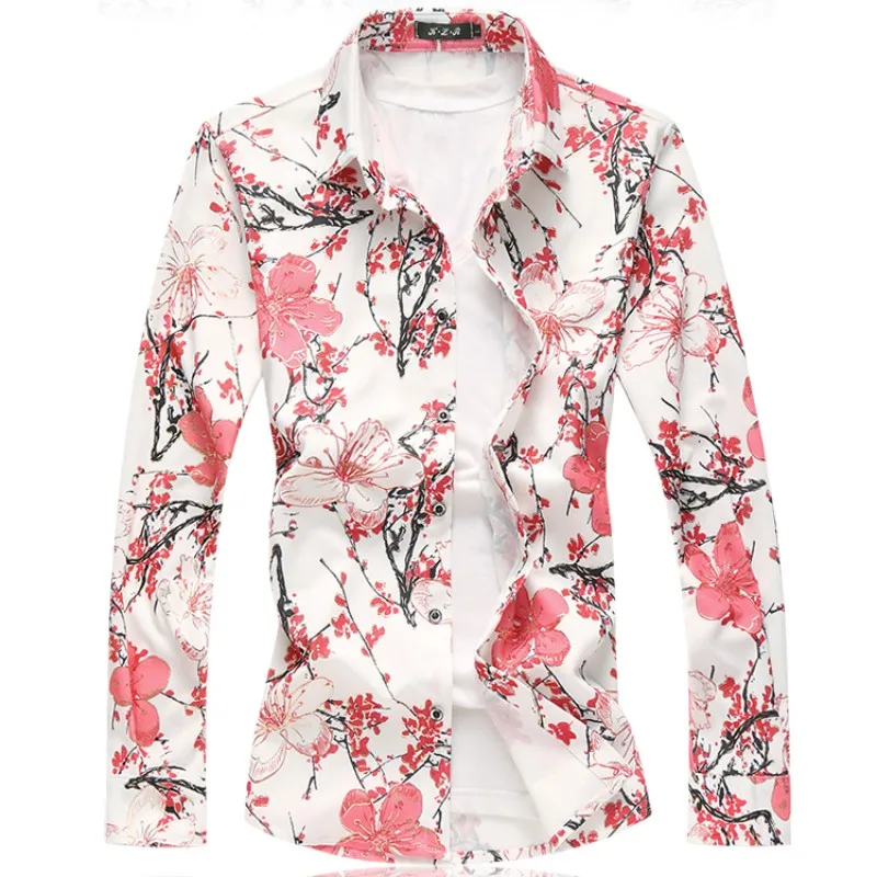 

Multi Colors Casual Shirt Men 2018 Autumn Long Sleeve Men's Clothing Shirt Male Plus Size Fashion Floral Shirts 7XL 6XL 5XL-M