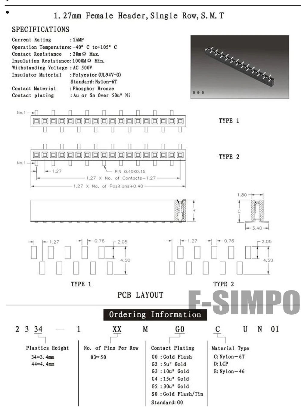 100 шт./лот 1 27 мм гнездовой разъем 1*9P SMT однорядный Rohs позолоченный высокое