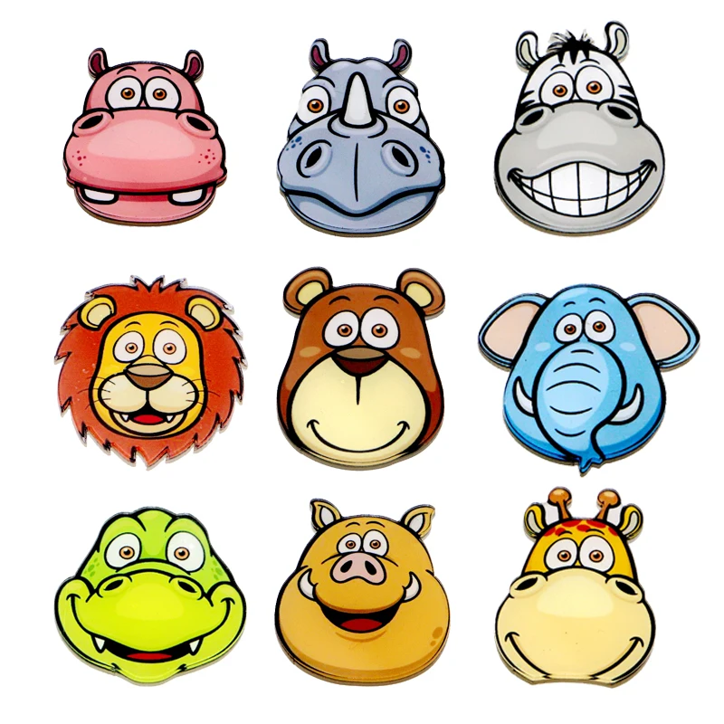1pcs cartoon Fridge cute animal head stickers kawaii lion wild boar bear hippo