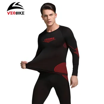 

VEOBIKE Cycling Winter Warm Thermal Underwear Long Sleeve Breathable Windproof Tight Jerseys Sportswear Sets Cycling Base Layers