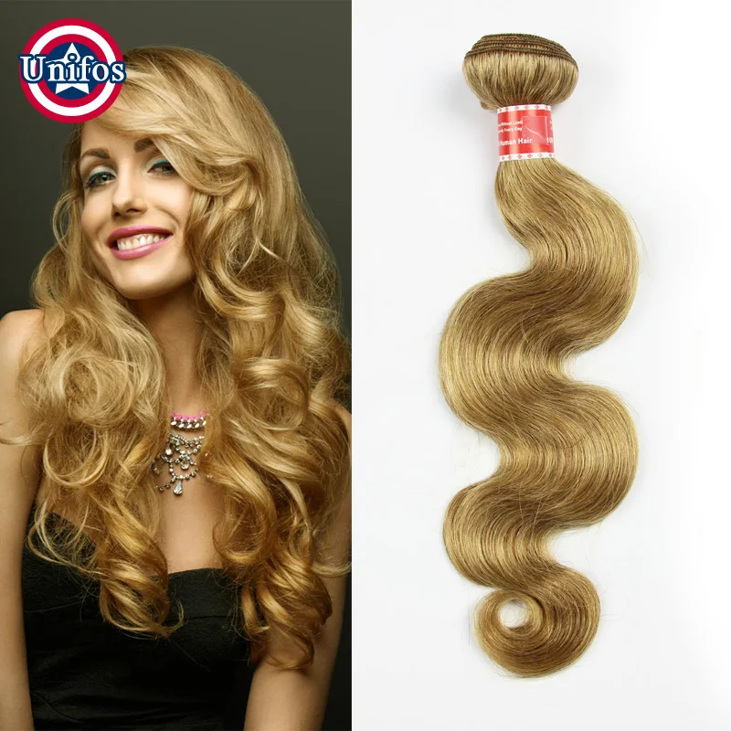 Indian Gold Hair Extensions Color 27 Blonde Virgin Hair Body Wave 1