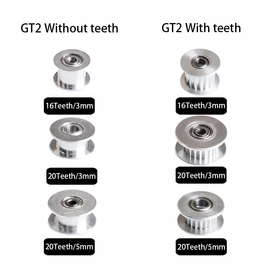 

GT2 Pulley 16/20 Without Teeth Pulley 16/20Teeth OR Without Teeth Timing Gear Bore 3/5mm for 2GT Belt Width 6mm