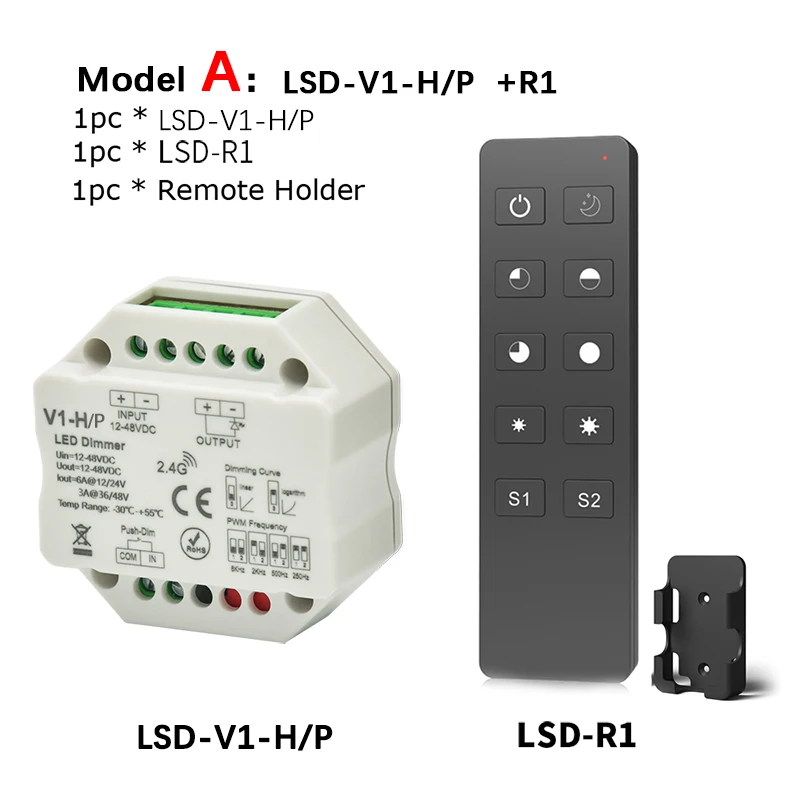 Светодиодный диммер 12V 24V 48V 6A/3A PWM Беспроводной с регулируемой частотой 2,4G RF светодиодный диммер переключатель ВКЛ/ВЫКЛ для одного Цвет Светодиодные ленты светильник - Цвет: Model A