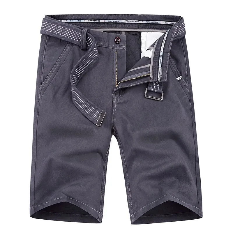 HTLB мужские летние новые повседневные свободные Саржевые карманы Карго короткие штаны мужские однотонные с поясом посыльного карго шорты мужские брюки - Цвет: Gray