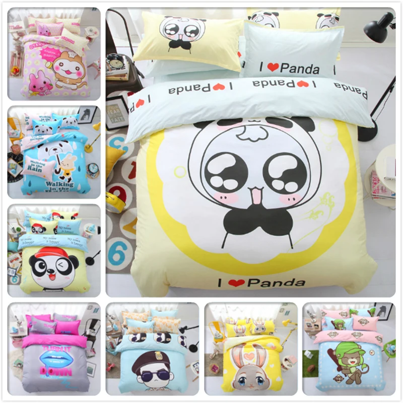 

2018 New Style Cute Cartoon Animal Kids Student Bedding Set Winter Warm 3pcs 4pcs Double Single Bed Sheet Duvet Cover Bed Linens