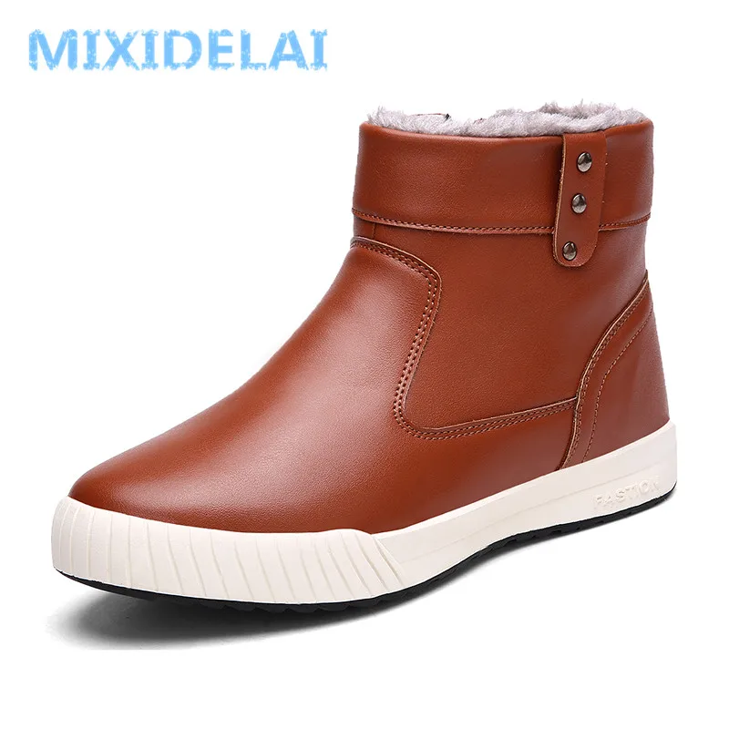 

MIXIDELAI 2018 New Men Winter Boots Male Snow Ankle Boots Waterproof Warm Fur Casual Boot Shoes Chaussure Homme Plus Size 39~45