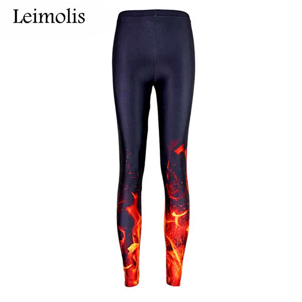 

New 3D print retro blaze fire black sexy women casual summer style punk rock leggins adventure time fullprint pants Leggings