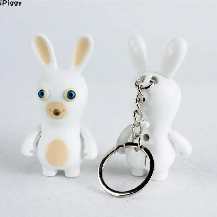 IPiggy, светодиодный фонарик, Raving Rabbids Keychina со звуком, игрушечные фигурки, игрушки, подарок для детей