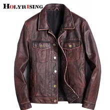 Мужская куртка из воловьей кожи, винтажные мужские куртки из натуральной кожи, куртки из коровьей кожи, уличная одежда на молнии, Крутое теплое пальто для отдыха 18687-5