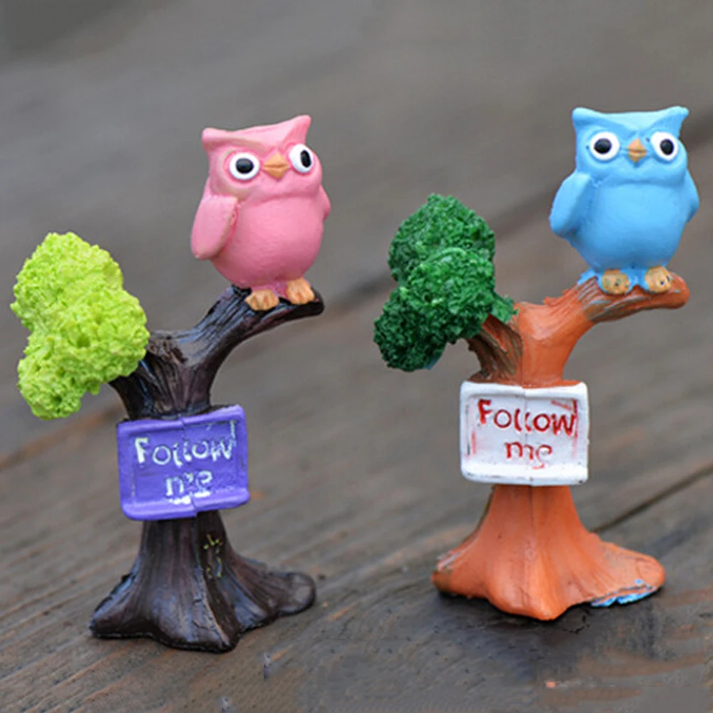 

1PCS DIY Garden Decoration Resin Owl & Tree Branch Bonsai Micro Landscape Mini Crafts Miniatures Fairy Garden Ornaments