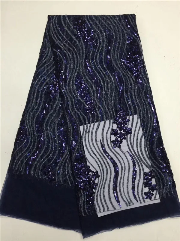Navy blue tulle french lace fabric high quality embroidery with sequins African net 2017 for wedding dress dp-1-1 | Дом и сад