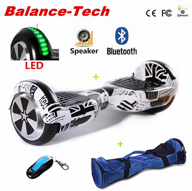 6.5 Inch Hoverboard Manillar Electric Scooters Self Balancing Scooter Gyroscope Two Wheels Overboard LED Light+Bluetooth