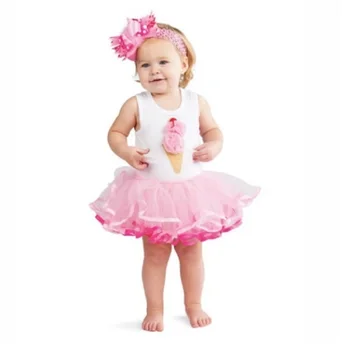 

2017 Baby Dress Ice Cream Flower Girl Dresses Newborn Tutu Dress Sleeveless Ball Gown Summer Fashion Baby Girl's Clothes