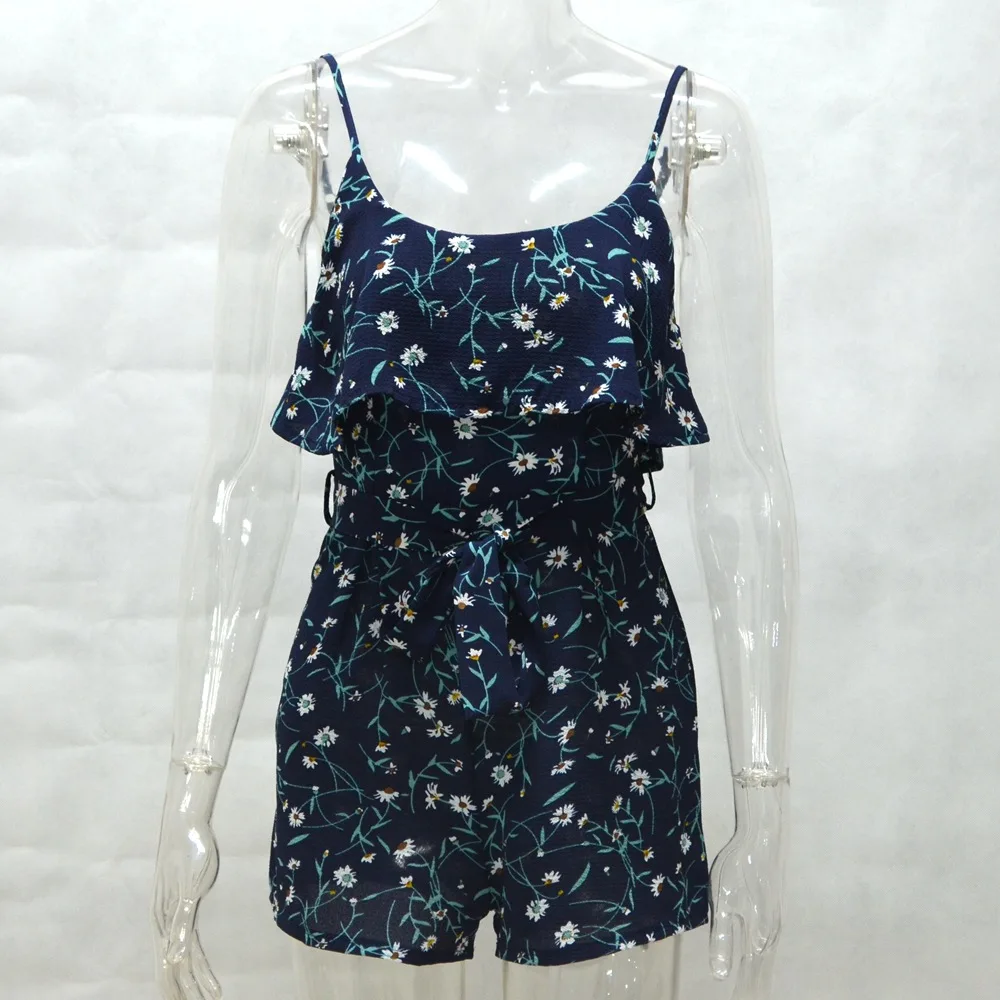 Summer Fashion Spaghetti Strap Floral Print Romper Women Sexy Backless Loose Shorts Jumpsuit Sleeveless Casual Lace-up Playsuits Summer Fashion Spaghetti Strap Floral Print Romper Women Sexy Backless Loose Shorts Jumpsuit Sleeveless Casual Lace-up Playsuits