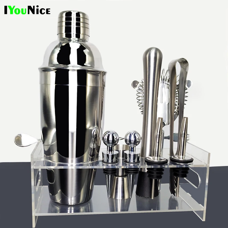 

11Pcs 750ml Stainless Steel Cocktail Shaker Bar Set Wine Drinking Mixer Boston Style Shaker For For Party Bar Tool