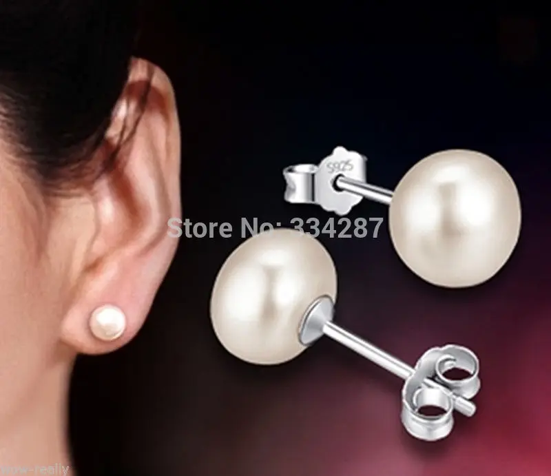 

Hot sell Noble- hot sell new - New Lady's Silver Stud Earrings Of 7-8mm White Freshwater Cultured Pearl