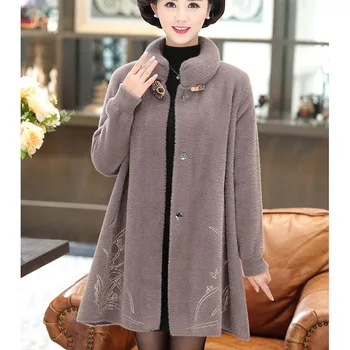 

Middle-aged Temperament Fashion print Women Woolen Coat 2020 New Large size High quality Water velvet Women Woolen Coat NUW389