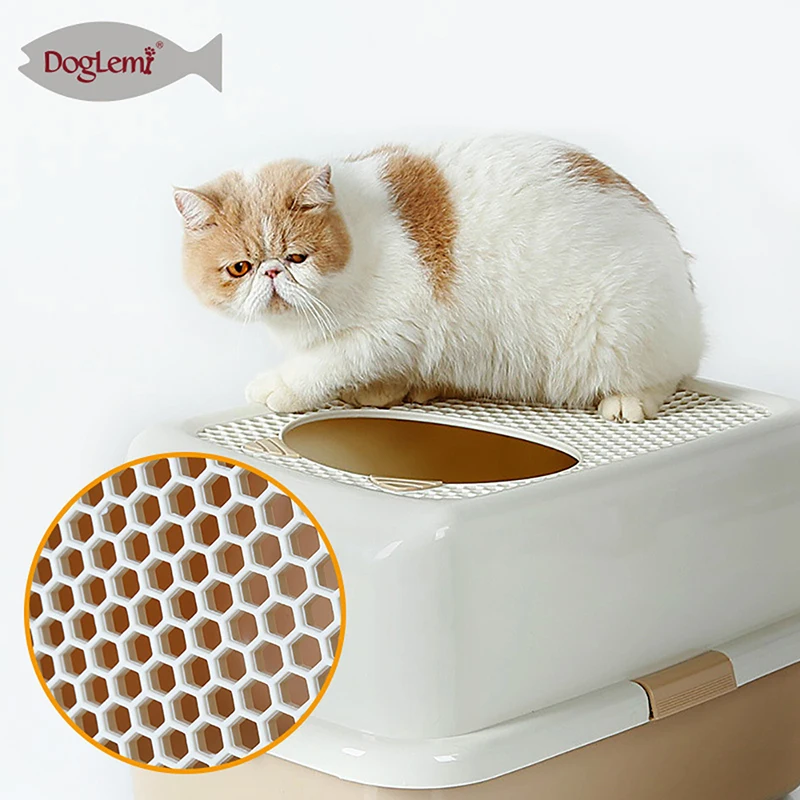 

Semi Closed Anti-splash Cat Litter Box Eco-friendly PP Plastic Breathable Cat Toilet Big Space Pet Cat Kitten Kitty Bedpan