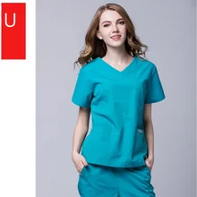 Больницы и клиники и ПЭТ больницы женщина-врач стирать одежду Разделение комплект полиэстер хлопок тонкий Дизайн женский скраб набор, 102