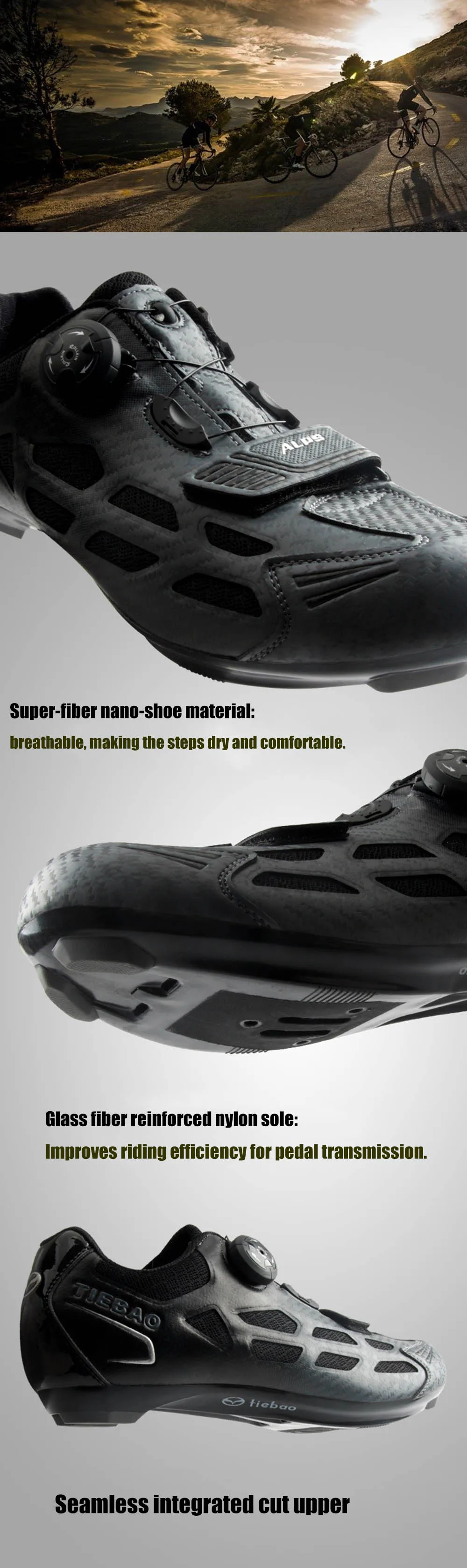 TIEBAO Road Cycling Shoes sapatilha ciclismo Men add pedal set Pro Team Rubber Breathable Unlocked Bicycle sports Bike Shoes
