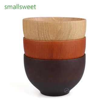 

10.5CM Natural Handmade Wooden Bowl Round Chestnut Wood Rice Soup Dining Bowl Premium Kitchen Utensils Tableware Japanese Bowls