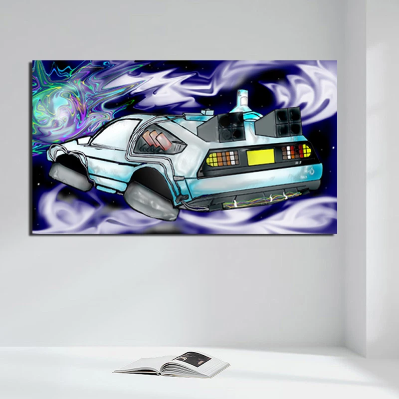 

Back To The Future Movie Car Canvas Posters Prints Marble Abstract Wall Art Painting Artwork Decorative Pictures Home Decoration