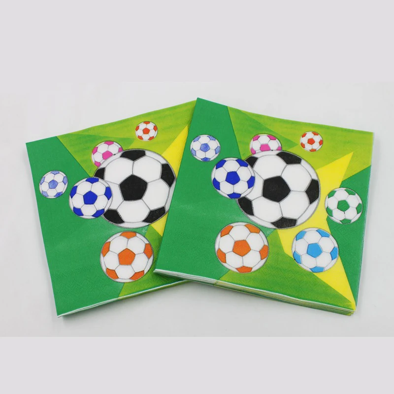 

Happy Birthday Party Soccer Towels Baby Shower Decorate Tissues Green Football Theme Food Grade Paper Napkins Kids Favors 20pcs