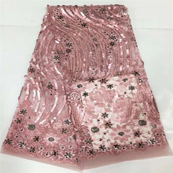 

Tollola 2019 Latest French Net Lace Fabric 3D Sequin African Tulle Mesh Lace Fabric With Sequin High Quality African Lace Fabric