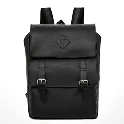 Из искусственной кожи для мужчин ноутбук рюкзак повседневное Daypacks для колледж высокое ёмкость ретро сплошной цвет модный школьный рюкзак