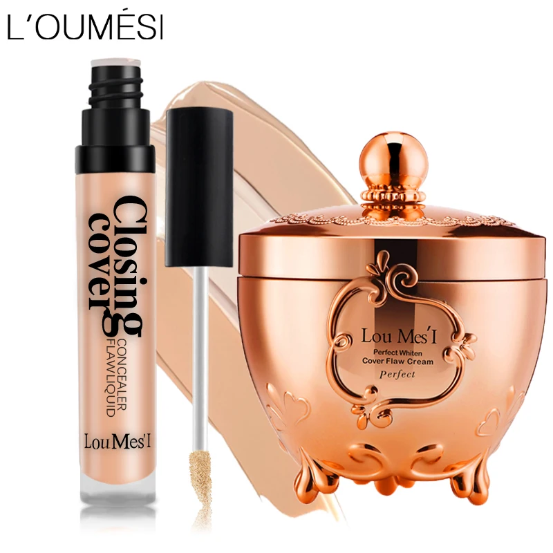 

Loumesi Face Concealer Cream combination liquid concealer natural oil control powder concealer cream two pcs/lot