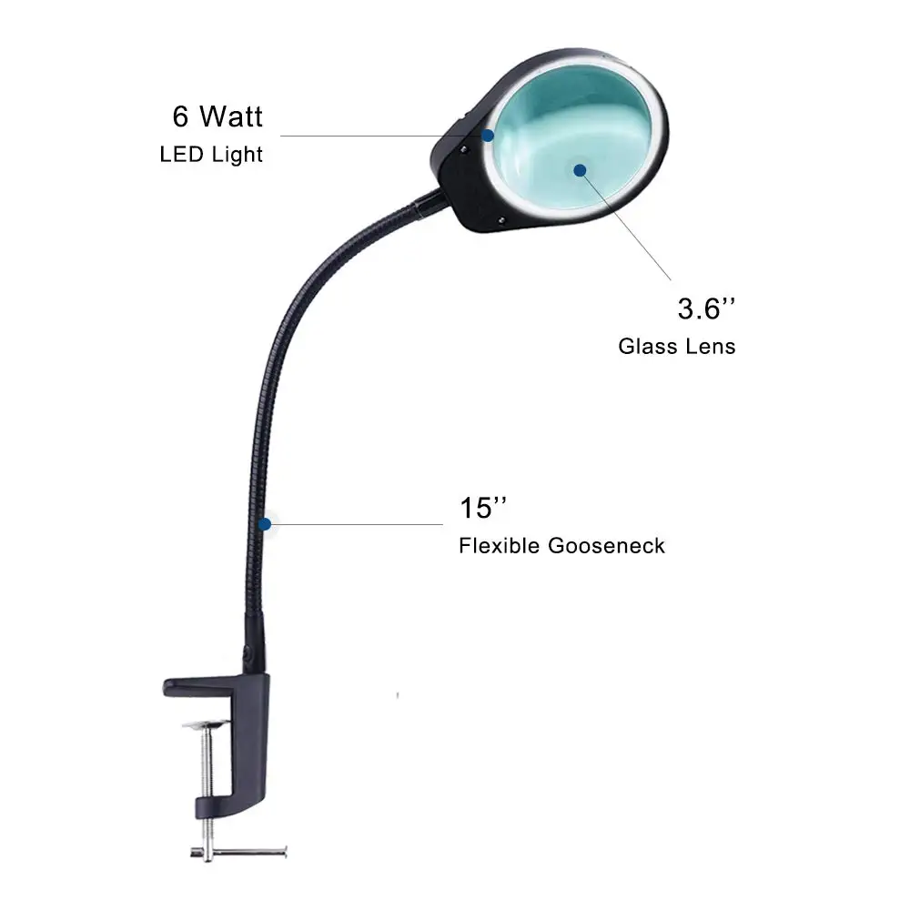 Dimmable Led Magnifying Clamp 2 In 1 Lighted Magnifier Desk Lamp