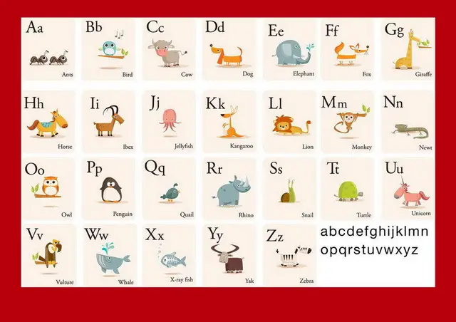 018 onderwijs alfabet dieren kids leren engels onderwijs 20 "x 14