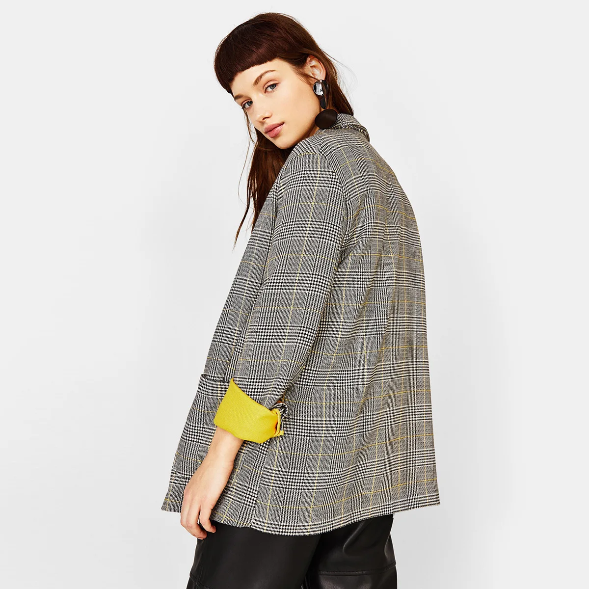 Temperament Retro Simple Commuting Wind Colour Colouring and Splicing Classic Chequered Leisure Suit Jacket 2019 Coat Women