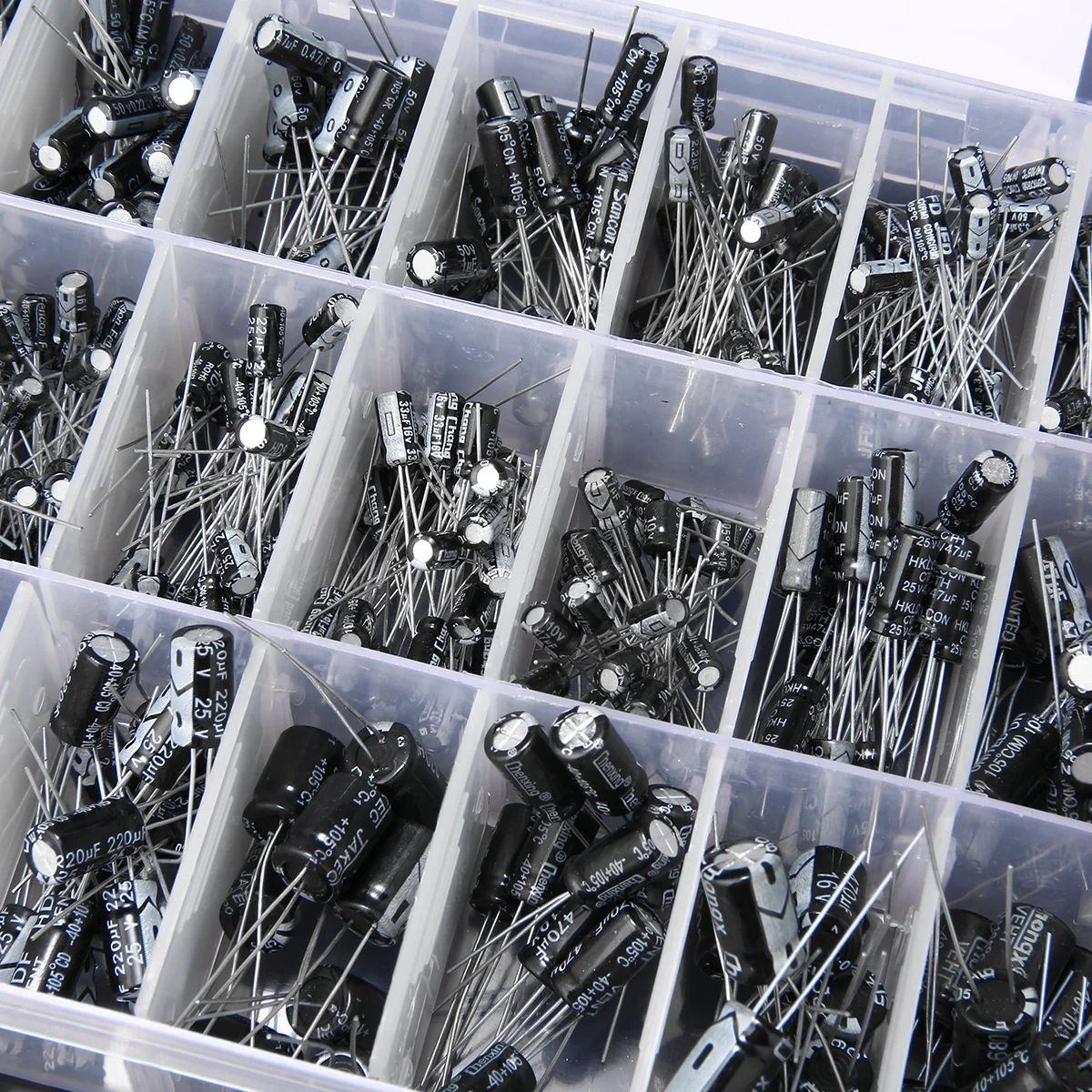 500pcs Durable 16V-50V Electrolytic Capacitor Assortment Kit 24 Value 0.1UF-1000UF Assorted Box Kit for DIY Making Circuit Tools