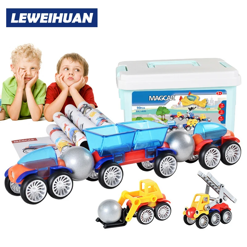 

LEWEIHUAN 90PCS Big Size Magnetic Set Boys Girls Building Magnets Toy Magnetic Blocks Educational Designer For Children