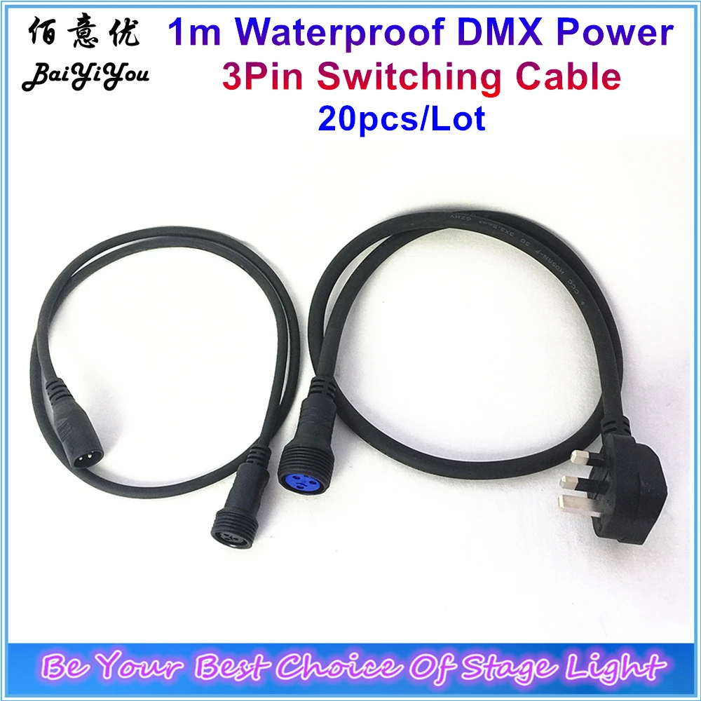 20pcs IP65 Stage Light Waterproof 1m 3Pin DMX Signal Cable And Power