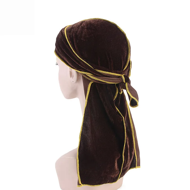 Унисекс мужские бархатные банданы Durags цельный тюрбан шапка для мальчиков