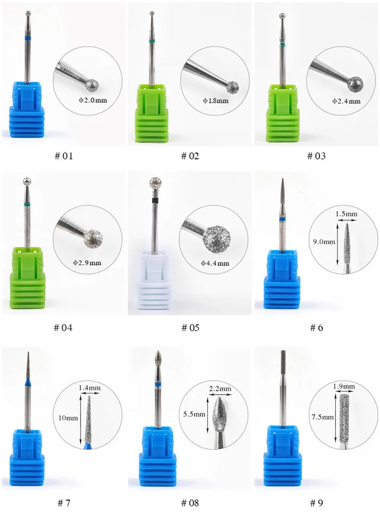 1 шт. Алмазная дрель для маникюра, Фрезерный резак для ногтей, электрическое сверло для ногтей для маникюра, педикюра, сверла, биты-Аксессуары