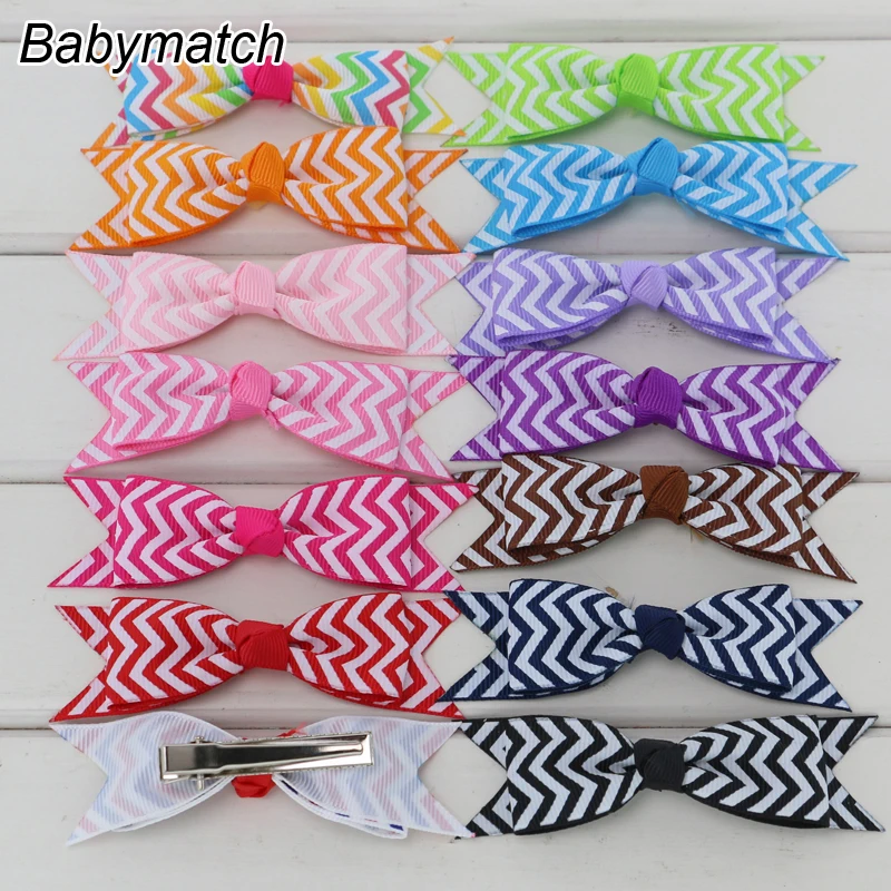 Babymatch 42pcs/lot 3.5'' Printed Ribbon Hair Bows Cheerleading Bows