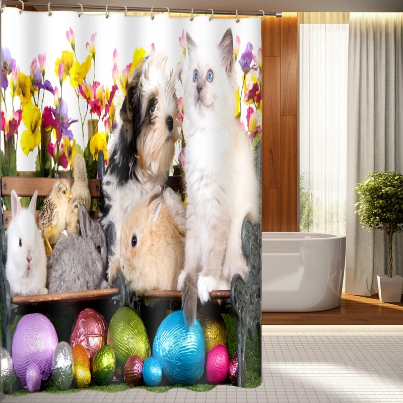 

3d Shower Curtains Christmas Tree and Cat Dog Pattern Bathroom Curtain Waterproof Thickened Bath Curtain Customizable