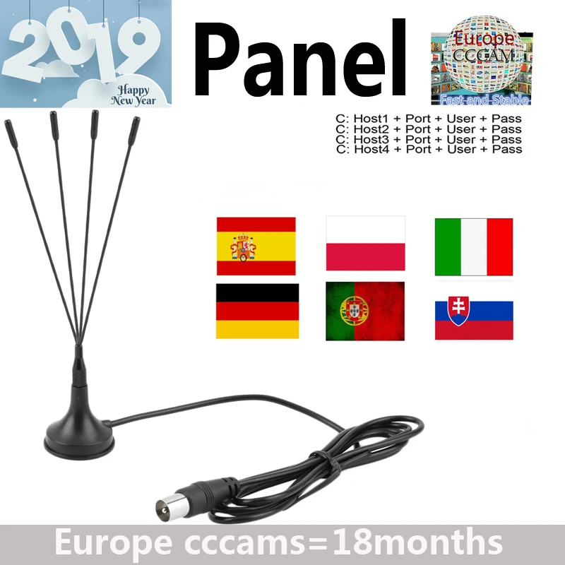 

2019 Full HD Cccams 4lines panel 1 Year for Europe spain portugal ect