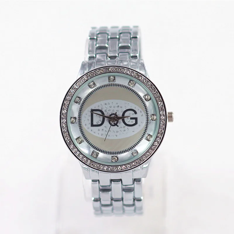 Dames Horloge Новые горячие продажи Роскошные бренды DQG женские кварцевые часы серебро полный стальной Мишка со стразами спортивные часы унисекс Chasy